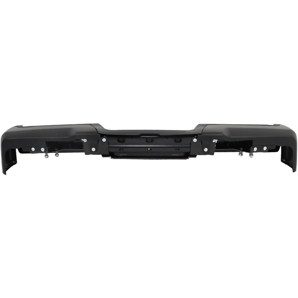 Black Steel Rear Step Bumper for Ford F-250 Super Duty 2017-2019, without Sensor Holes, FO1103196