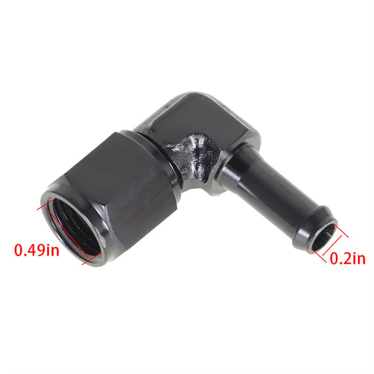 munirater Black Aluminum 6AN Female to 5/16 Barb 90 Degree Elbow Swivel Fittings Fuel Line Adapter Black Anodized