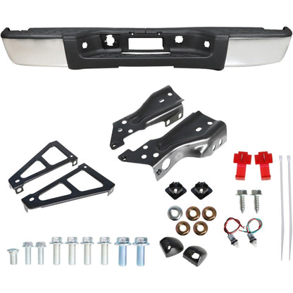 Chrome Rear Bumper Assembly for Chevrolet Silverado 1500 & GMC Sierra 1500 2007-2013, without Sensor Holes
