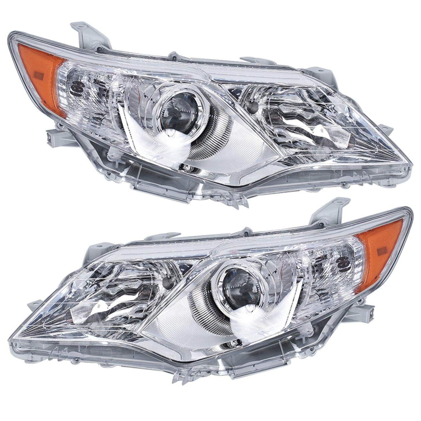 munirater Silver Headlight Headlamp Assembly Driver and Passenger Side Replacement for 2012-2014 Camry with Amber Corner 8115006470, 8111006470, 8115006800, 8111006800