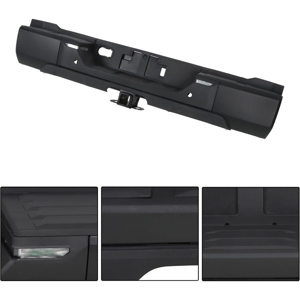 Black Rear Step Bumper for Toyota Tundra 2022-2024, with Sensor Holes, for Tow-Hitch Models, TO1103146