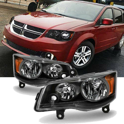 munirater Headlights Assembly Headlamps Black Housing LH & RH Repalcement for 2011-2019 Grand Caravan / 2008-2016 Town and Country