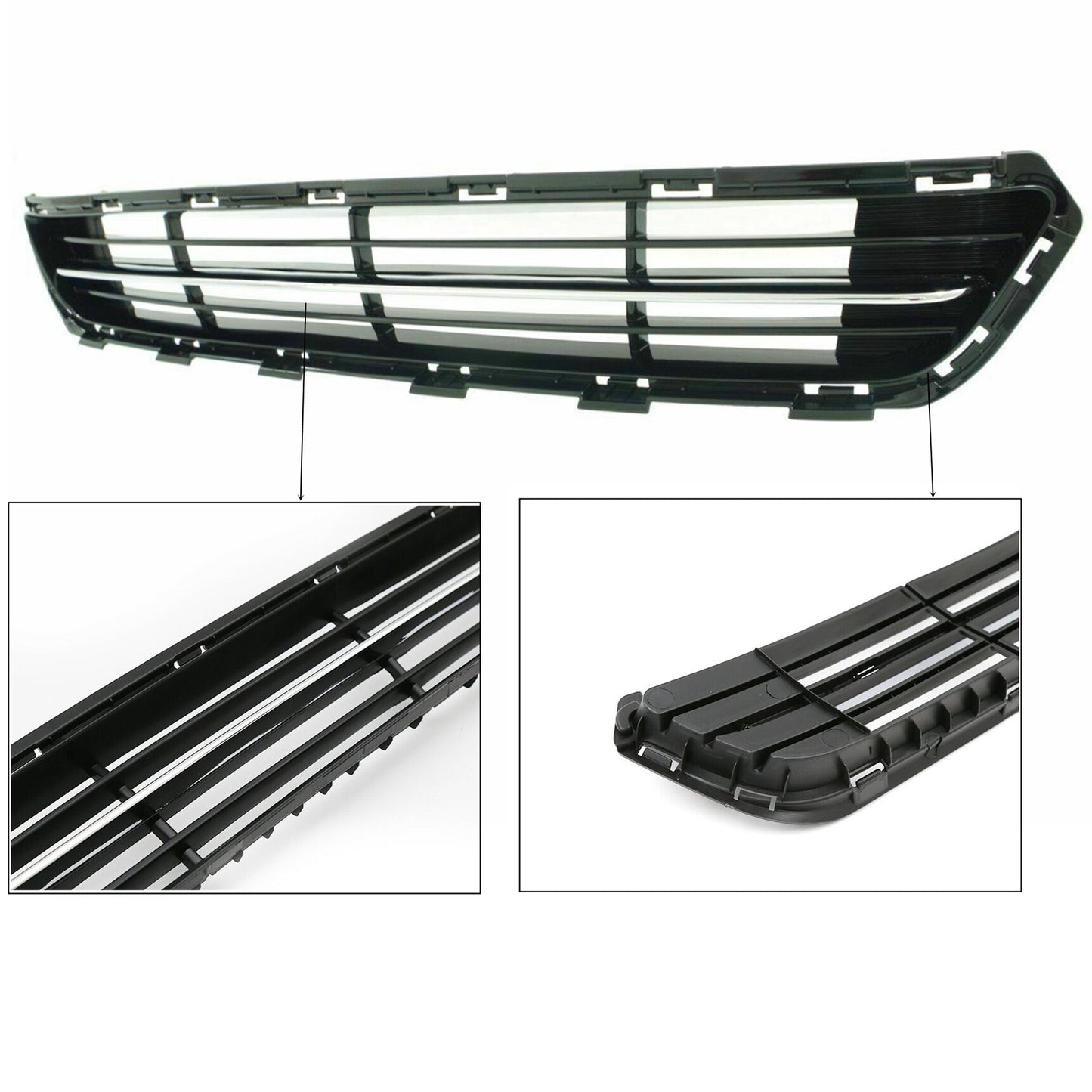 munirater Front Bumper Grille Chrome Molding Black Replacement for 2014 2015 Optima