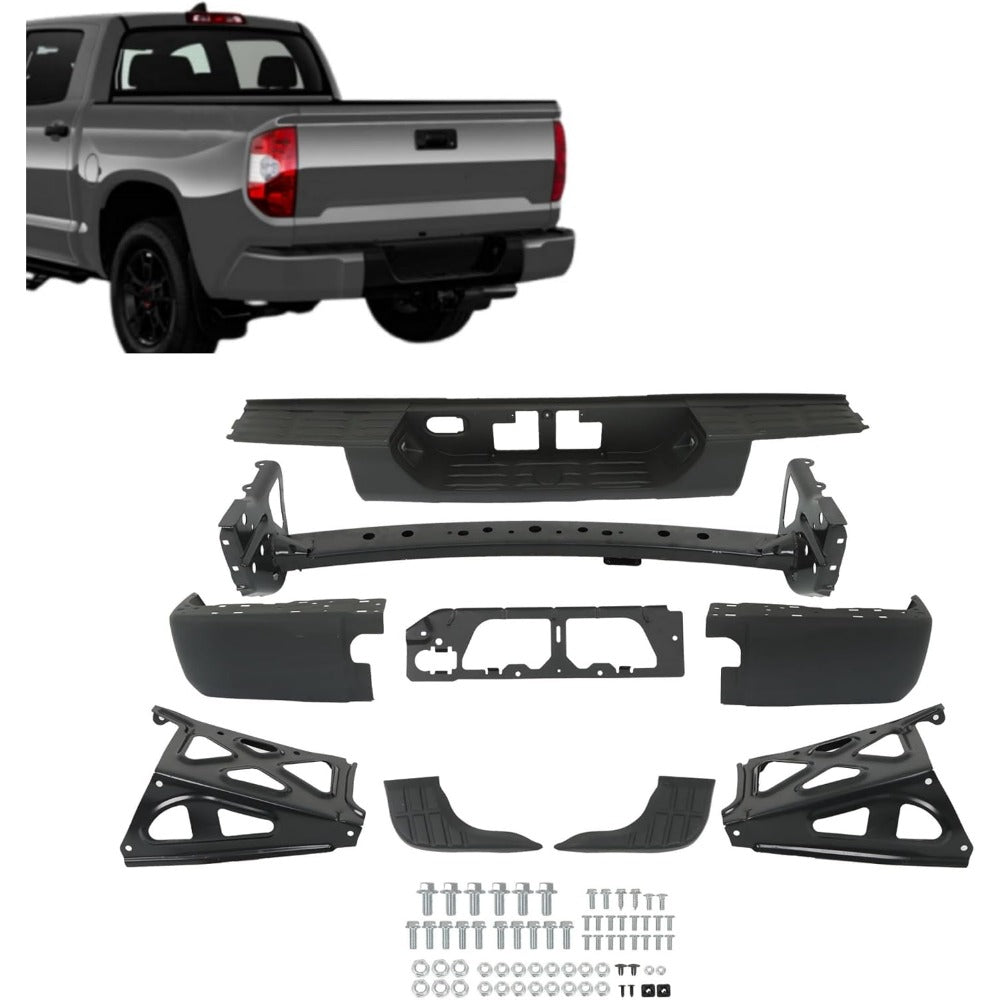 Black Steel Rear Step Bumper for Toyota Tundra 2014-2021