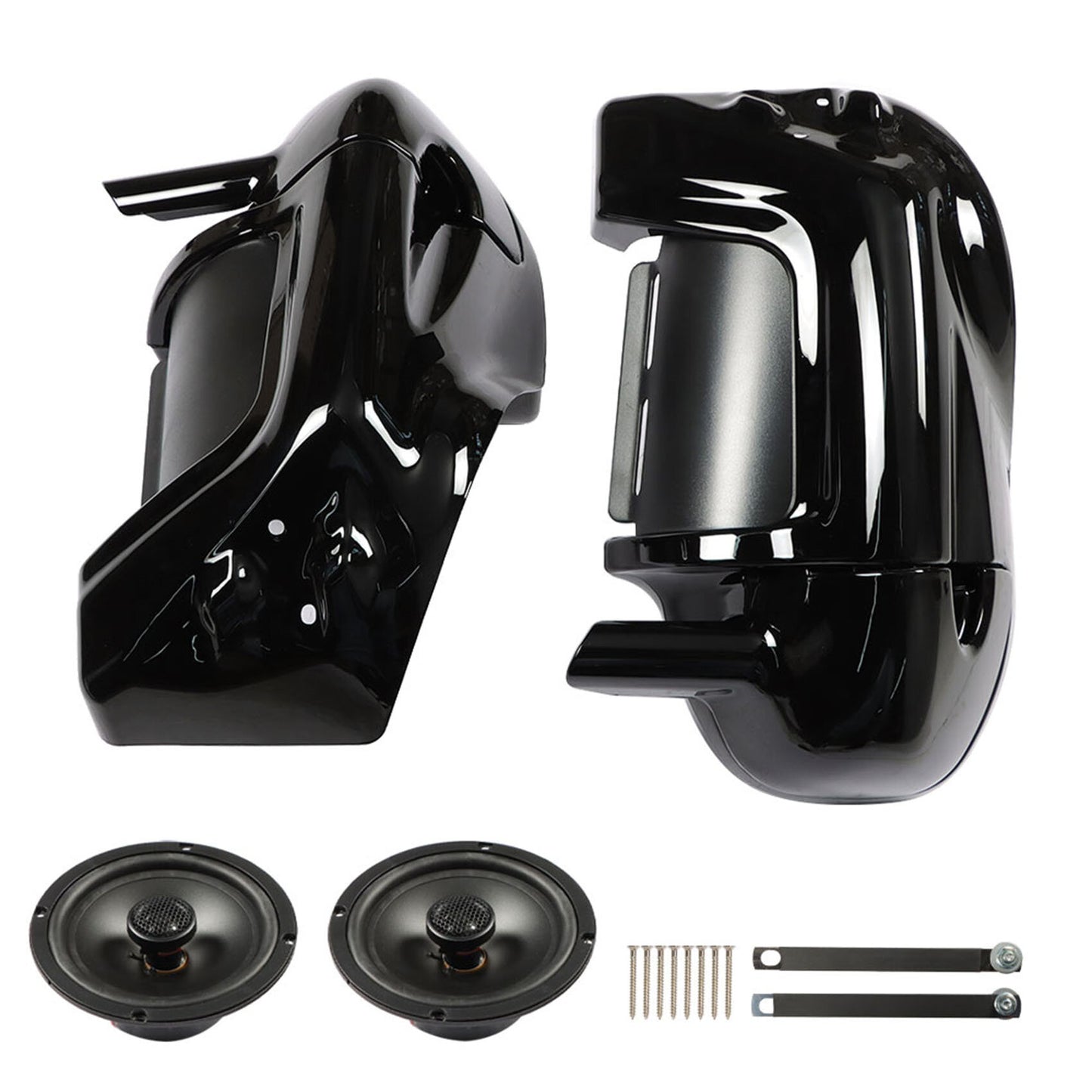 Vivid Black Finished Lower Vented Fairings w/ 6.5in Speaker Left Right Replacement for 1983-2013 touring models FLHT/FLHTCU/FLHRC/Road King/Street Glide