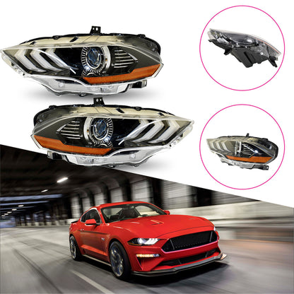 munirater Driver and Passenger Side Headlight Assembly with LED DRL Replacement for 2018-2020 Mustang Projector Headlights FO2502369 FO2503369