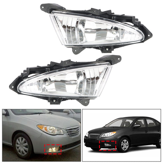 munirater 2-Pack Clear Lens Driving Fog Lights Assembly with Switch and Wiring Kit 92201-2H000 92202-2H000 Replacement for 2007-2010 Hyundai Elantra