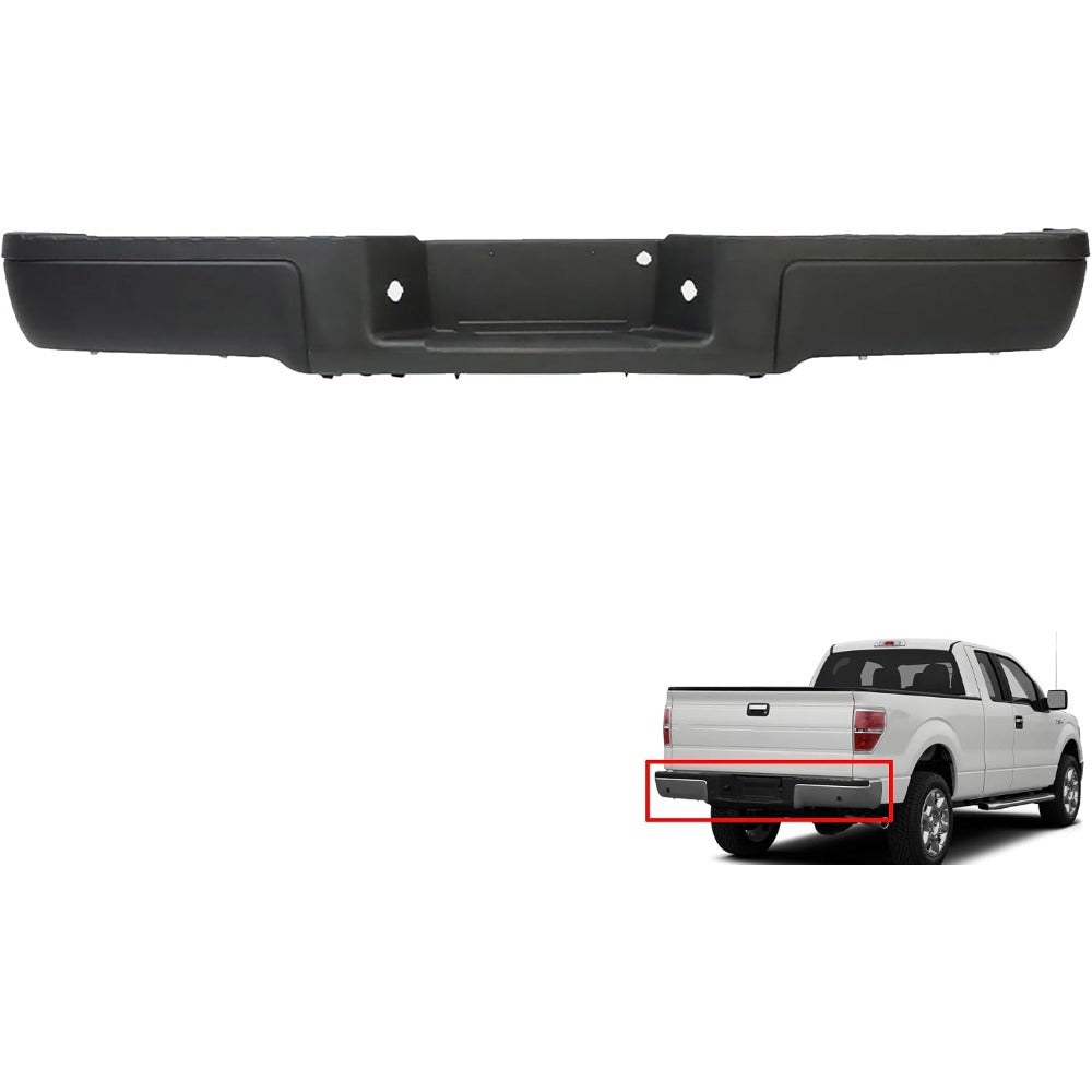 Black Rear Bumper Assembly for Ford F-150 2009-2014, without Sensor Holes, 9L3Z17787A