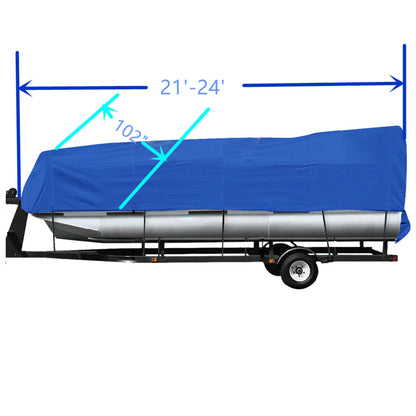 Length 21-24FT Blue Heavy Duty Trailerable Pontoon Boat Cover Beam Width Up to 102 inch