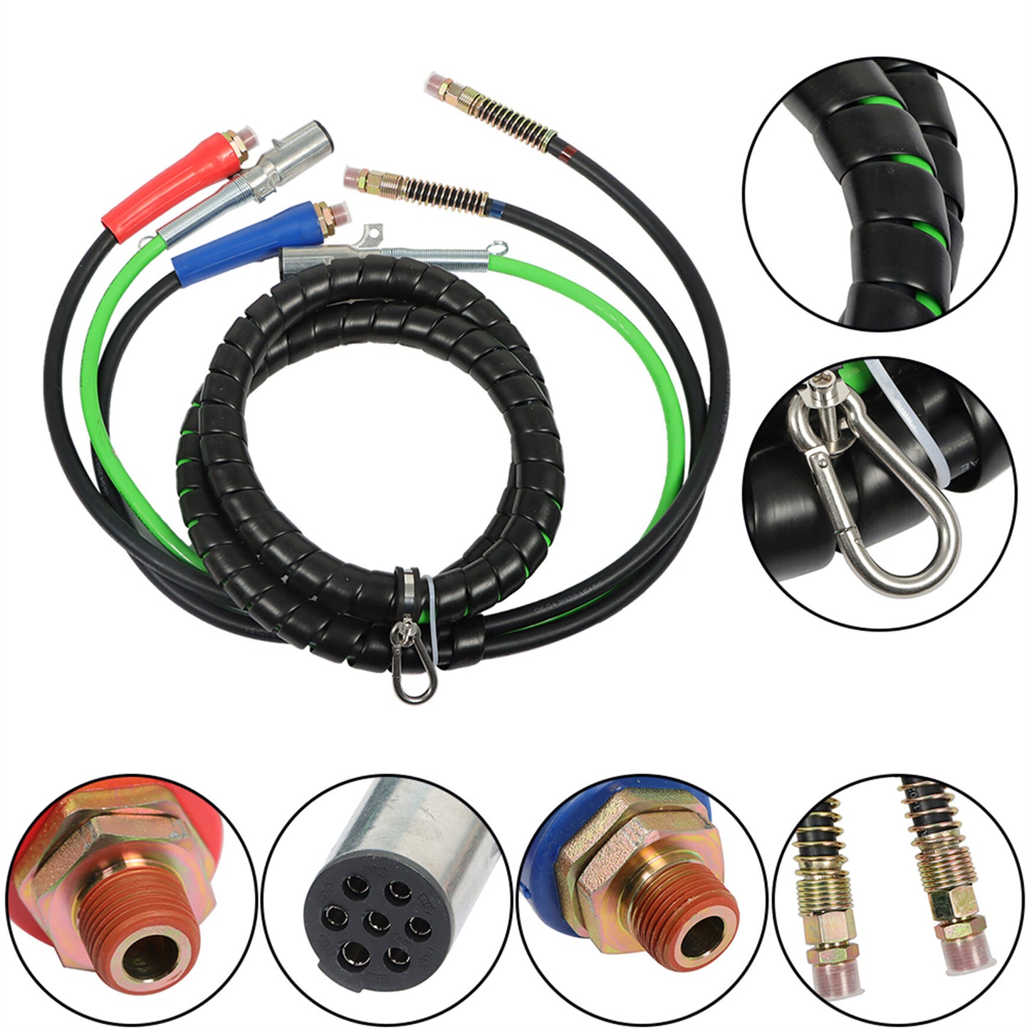 munirater 3-in-1 Wrap Set Air Line Hose Electric Cable Assemblies Semi Trailer 12 Foot