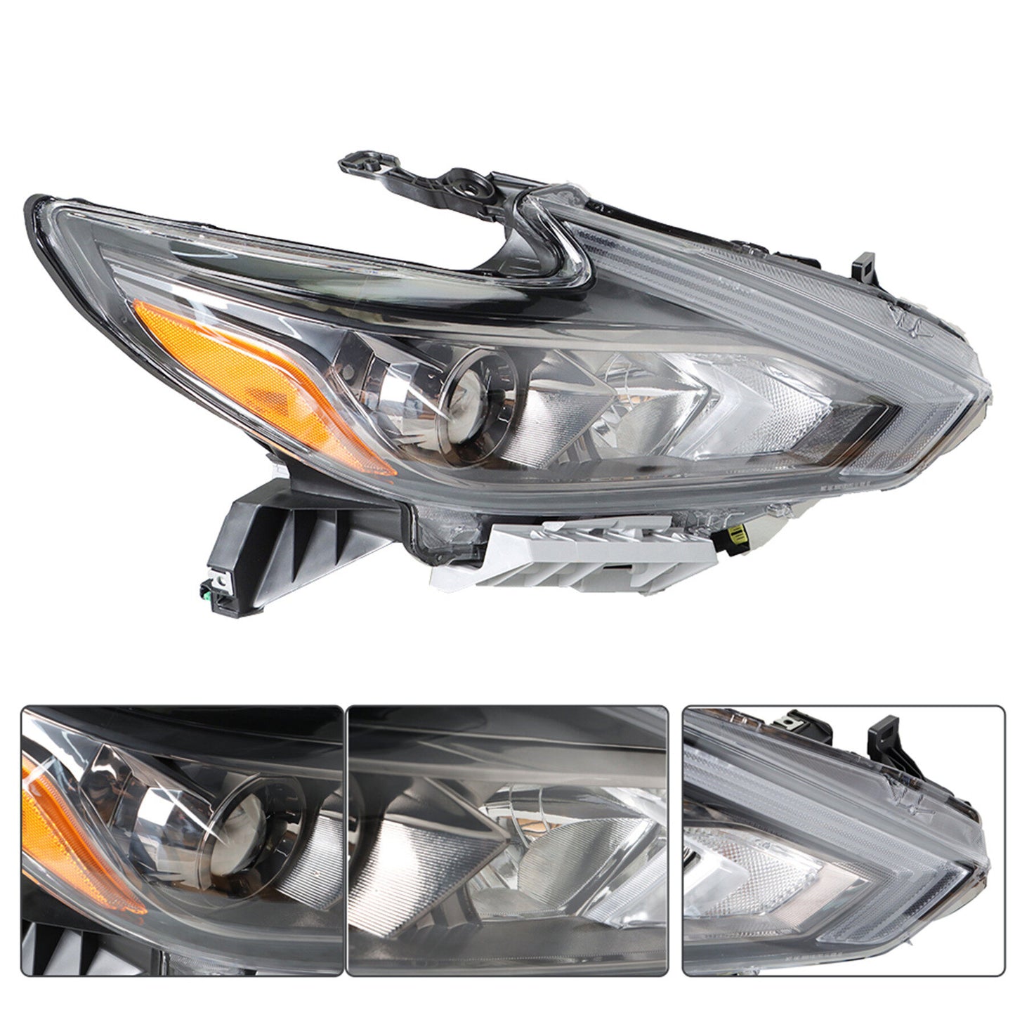 munirater Headlights Halogen For 2016 2017 2018 Nissan Altima w/o LED DRL Black Right Side