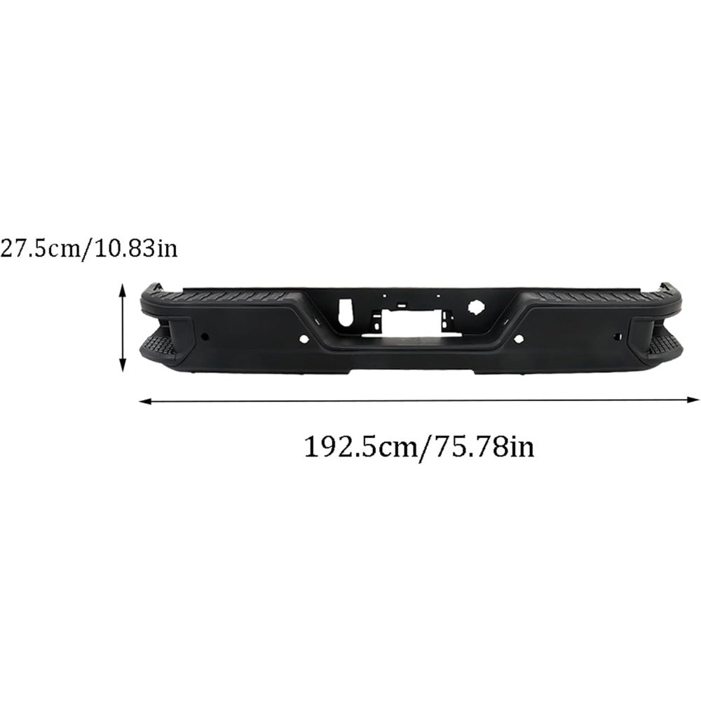 Primed Rear Step Bumper Assembly for Chevrolet Silverado 1500 & GMC Sierra 1500 2019-2023, with Sensor Holes