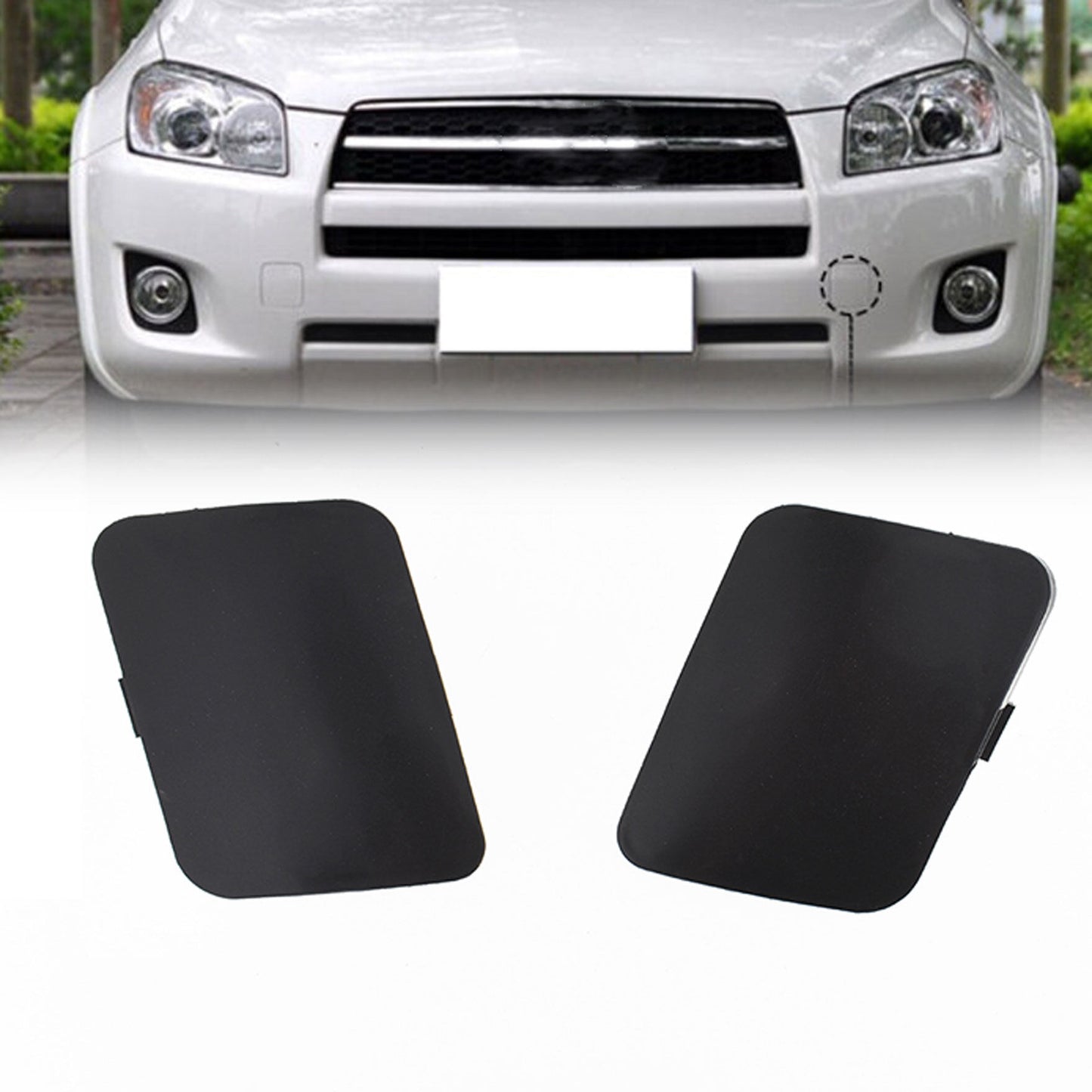 munirater Pack of 2 Front Bumper Driver and Passenger Side Tow Hook Eye Cover Cap 2 PCS Front Left & Right Replacement for 2006 2007 RAV4