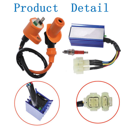 munirater High Performance Racing Ignition Coil with Spark Plug+AC CDI Replacement for GY6 50cc 125cc 150cc