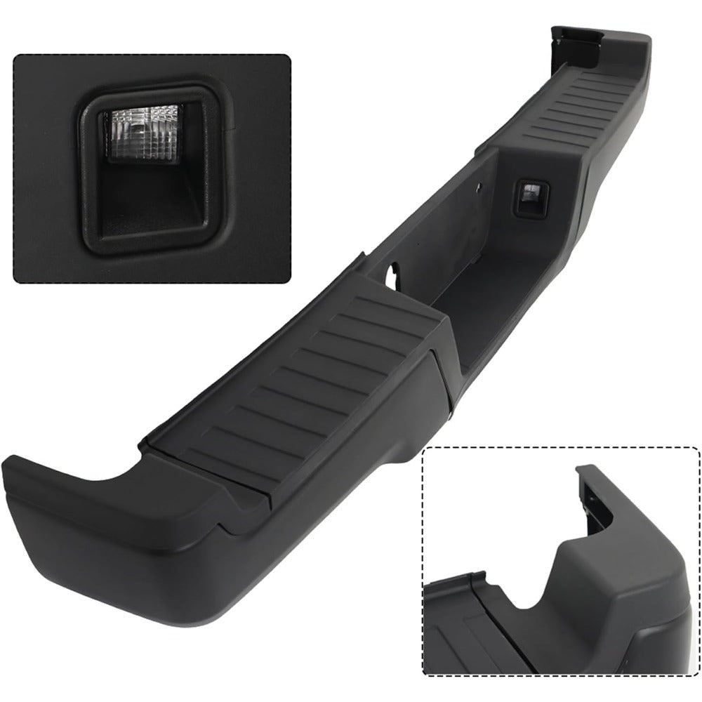 Black Steel Rear Step Bumper for Ford F-250 Super Duty 2017-2019, without Sensor Holes, FO1103196