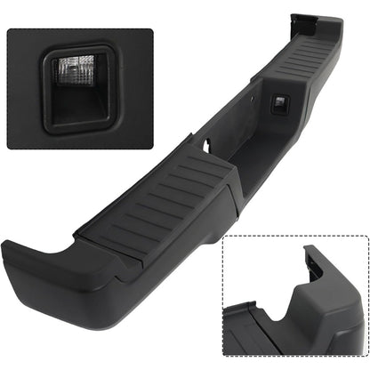 Black Steel Rear Step Bumper for Ford F-250 Super Duty 2017-2019, without Sensor Holes, FO1103196