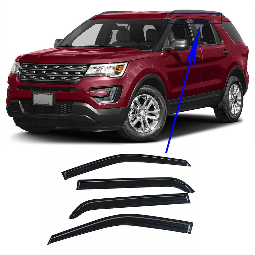 munirater Smoke Black Side Window Visors Deflectors Rain Guard Replacement for 2011-2019 Explorer