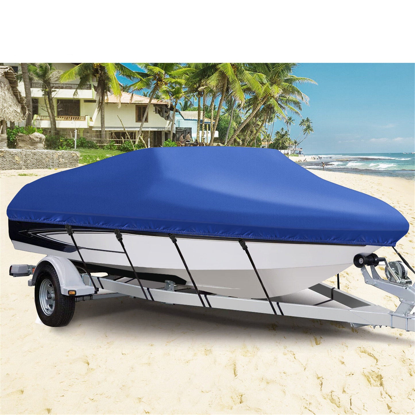 munirater 17-19Ft Heavy Duty Marine Grade Trailerable Boat Covers Replacement for V - Hull Pro - Style Bass Boats with Tightening Strap