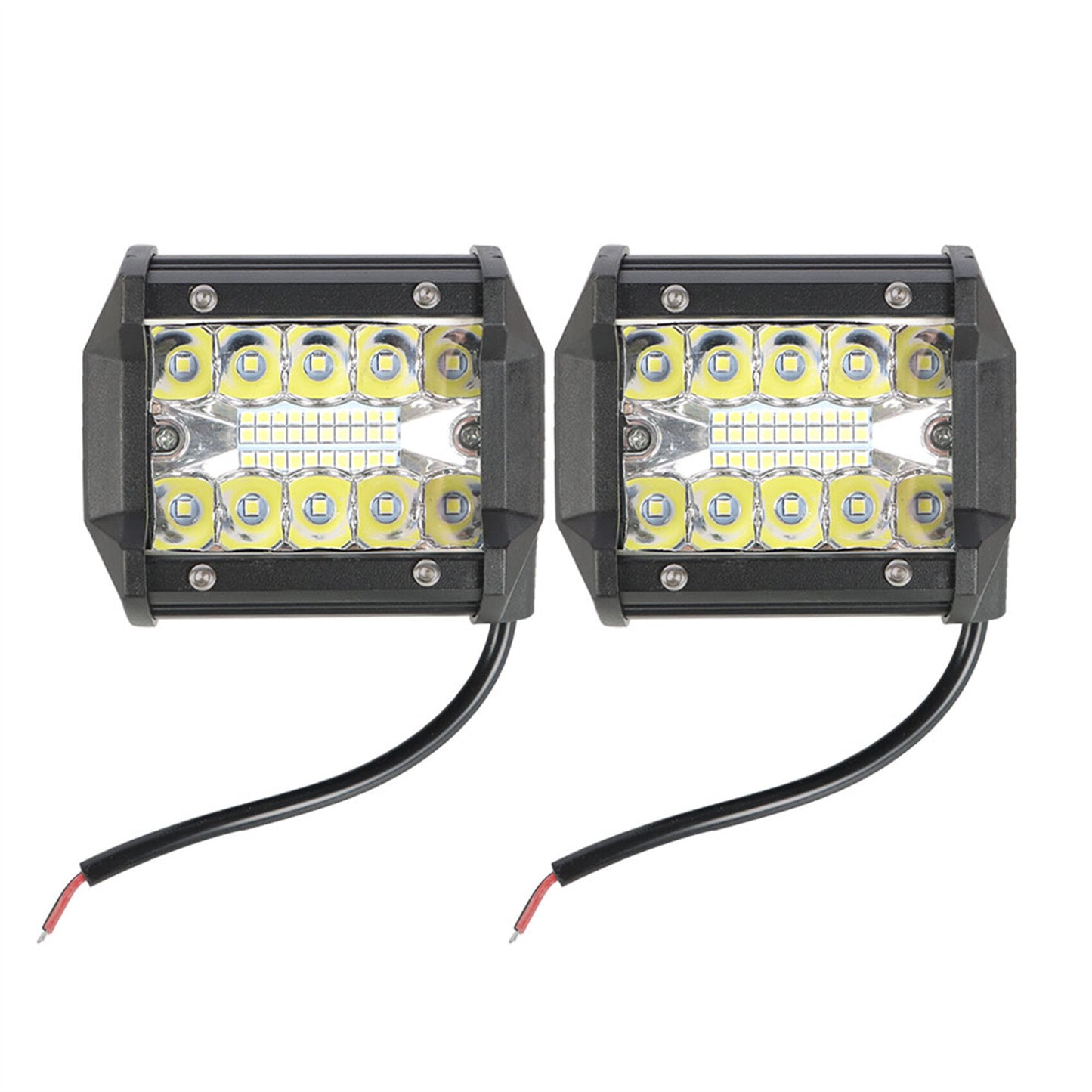 munirater 2-Pack 4inch LED Pods Light Bar, 200W Triple Row Driving Fog Off Road Lights, Waterproof Spot & Flood Combo Beam