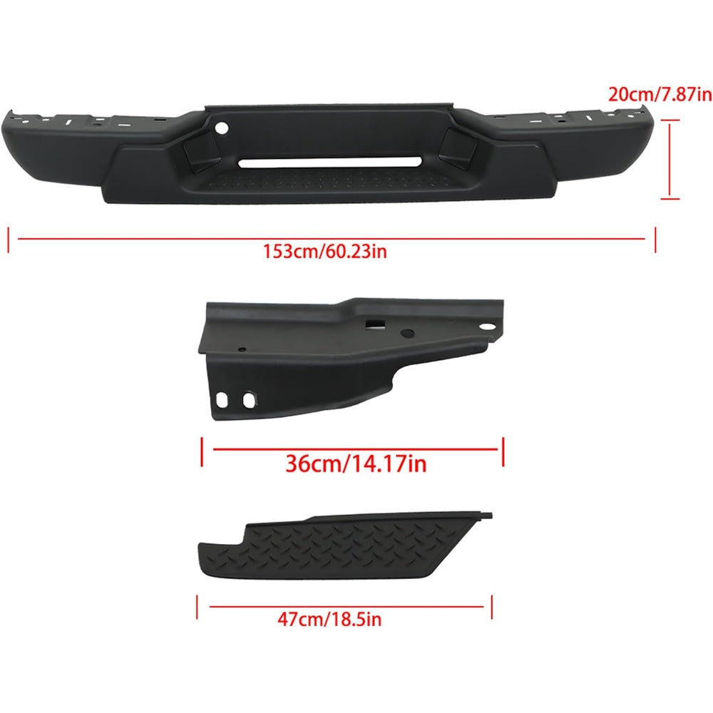 Black Steel Rear Step Bumper for Chevrolet Colorado & GMC Canyon 2004-2007, GM1103146