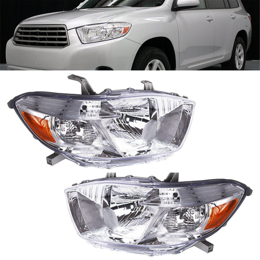 munirater Headlight Assembly Halogen Headlamp Pair Replacement for Highlander 2008 2009 2010 Driver & Passenger Side