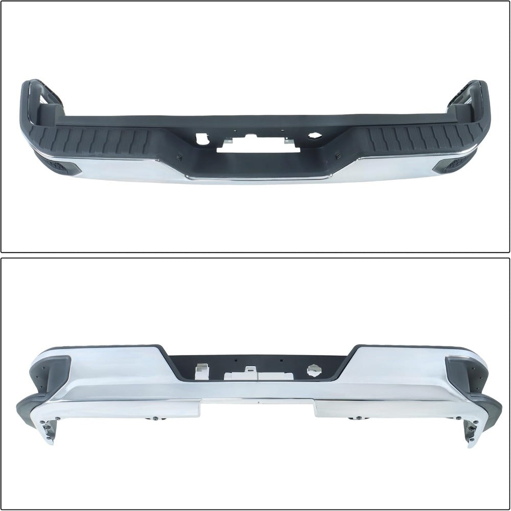Chrome Rear Step Bumper for Chevrolet Silverado & GMC Sierra 2500 / 3500 2020-2025, without Sensor Holes