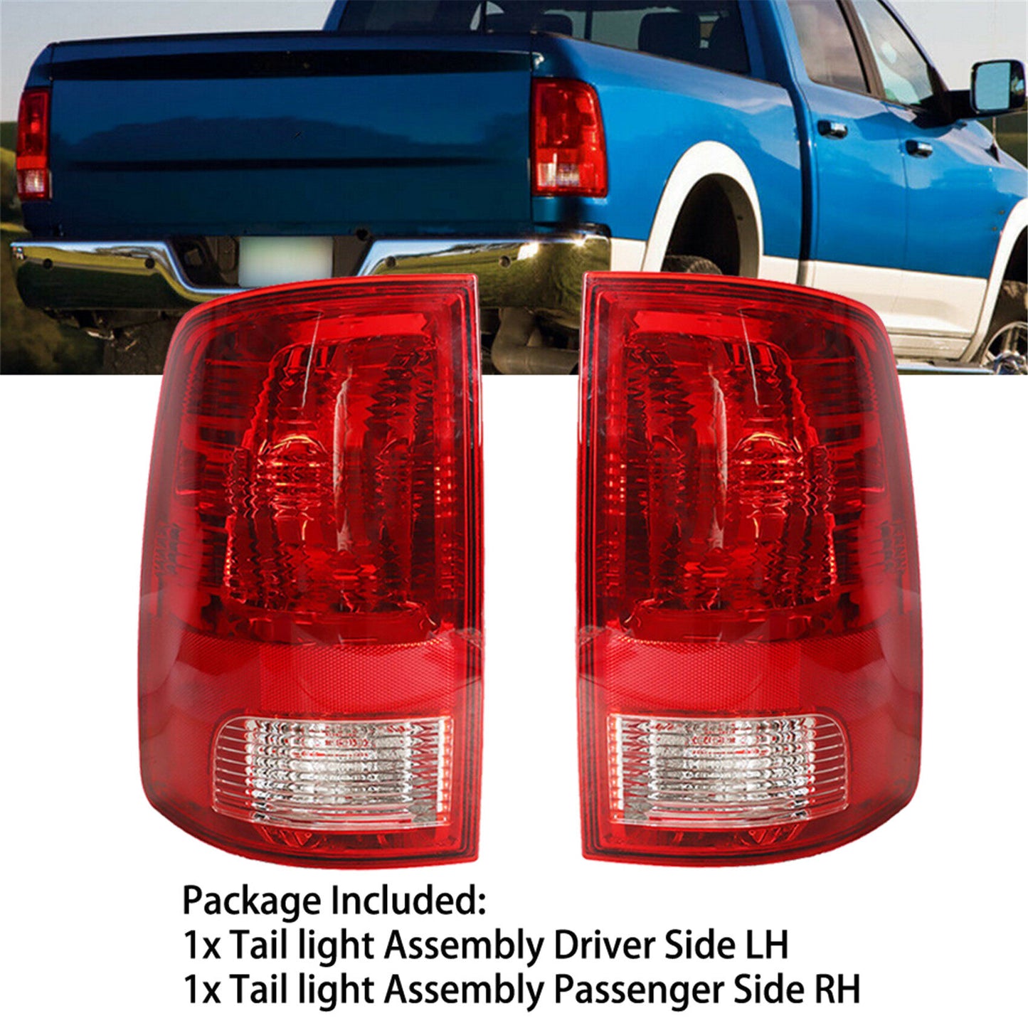 munirater Pair of Tail Light Assembly Replacement for 2009-2020 Ram Pickup Truck Driver and Passenger Side 55277415AF 55277414AF