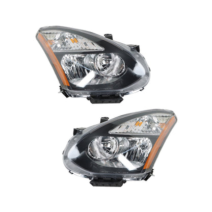 munirater Headlight For 08-13 Nissan Rogue/14-15 Rogue Select Black Housing Halogen RH+LH