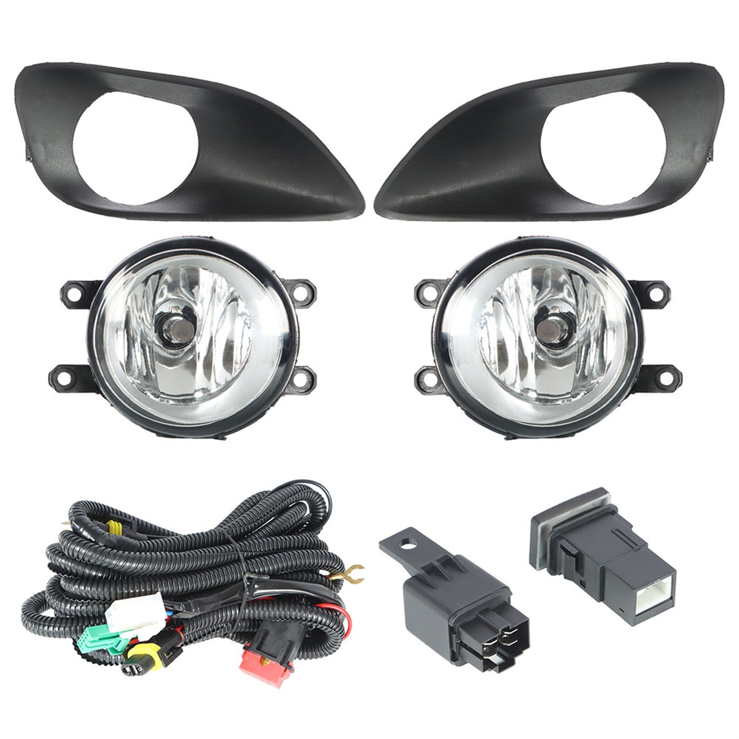 munirater 1 Pair of Fog Light Lamps Frame Kit Replacement for Toyota Yaris Sedan 2006-2011 w/ H11 Bulbs Switch Wiring