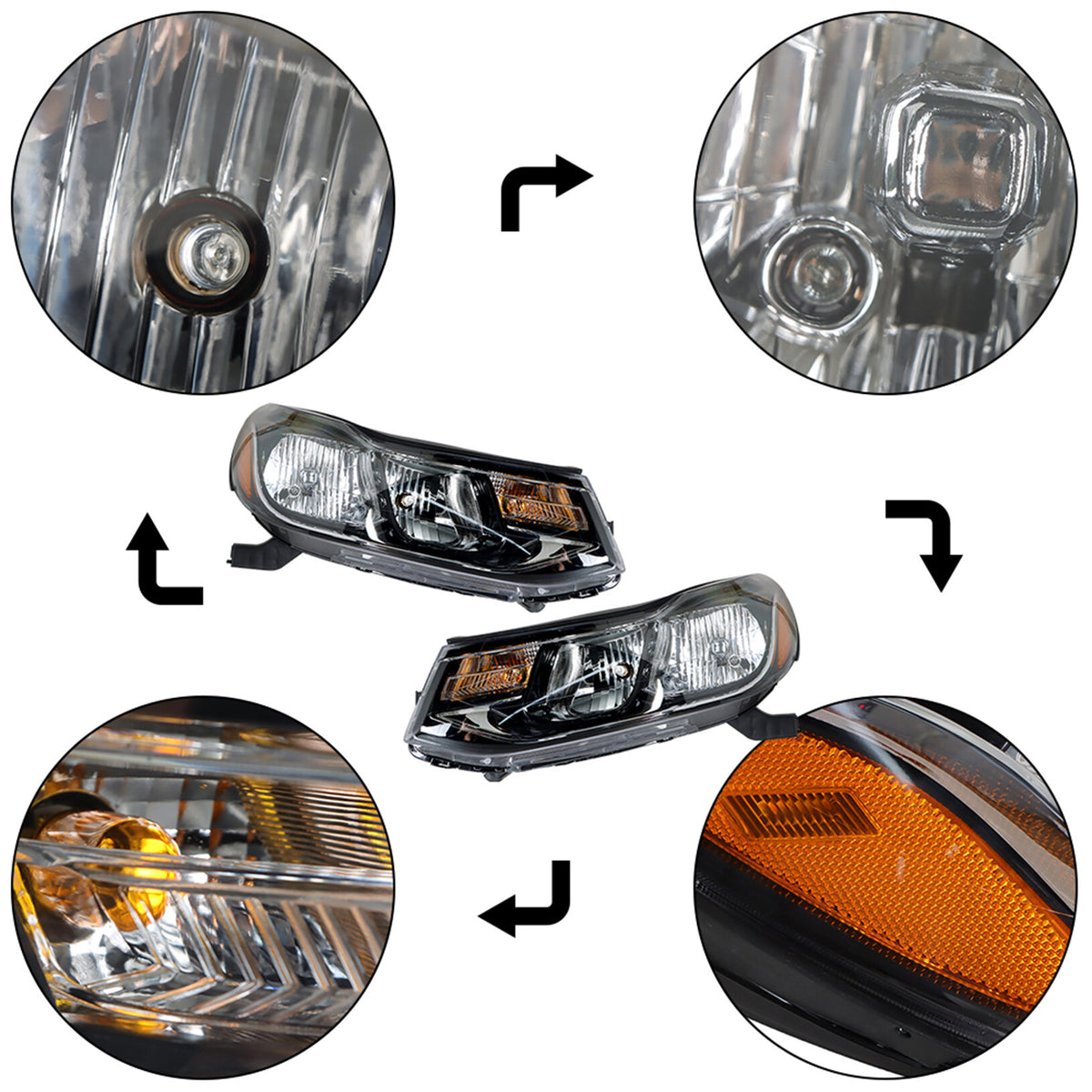 munirater Headlight For 2017-2019 Chevrolet Trax LS LT Halogen Chrome Housing Left+Right