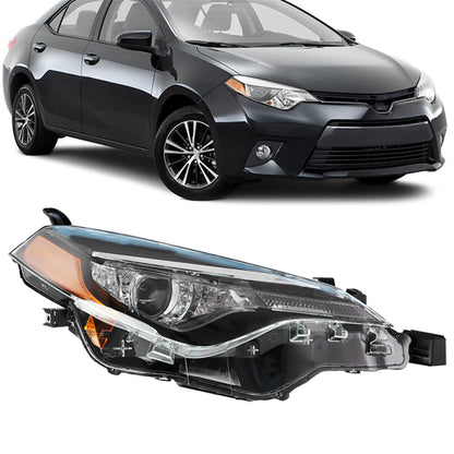 munirater Front Right LED Projector Headlight Headlamp Assembly with Amber Corner Passenger Side Replacement for 2017-2019 Corolla L/LE/LE ECO 81110-02M70