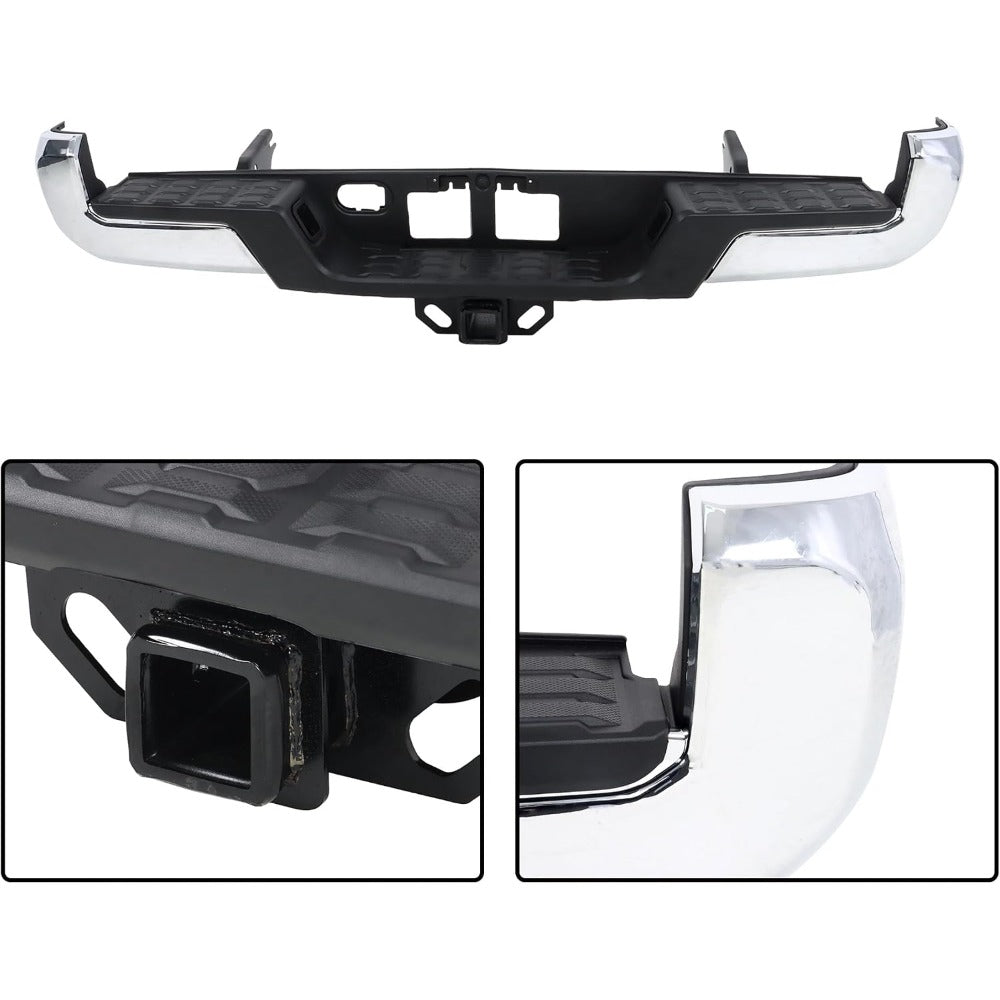Chrome Steel Rear Step Bumper for Toyota Tacoma 2016-2023, TO1103129