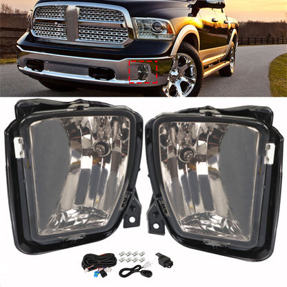 munirater 2-Pack Smoked Lens Bumper Fog Light Lamps Assembly with Wiring Kit Replacement for 2013-2018 Dodge RAM 1500 Pickup