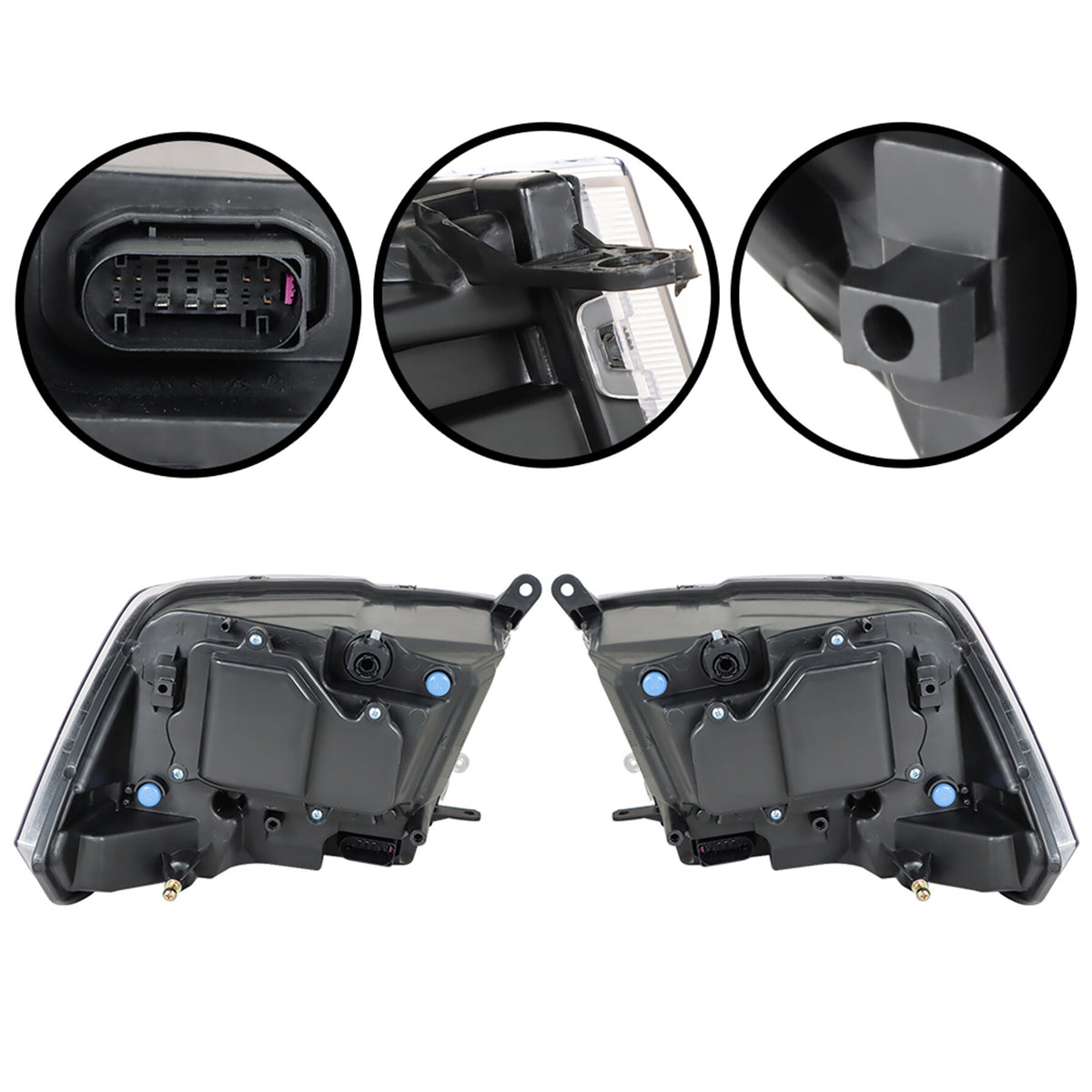 munirater Headlight w/LED DRL For 2009-2018 Dodge Ram 1500-3500 Black Housing Left+Right