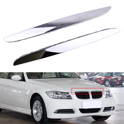 munirater Front 2 Hood Molding Chrome Trims Above For BMW E90 E91 325i 330i 2PCS