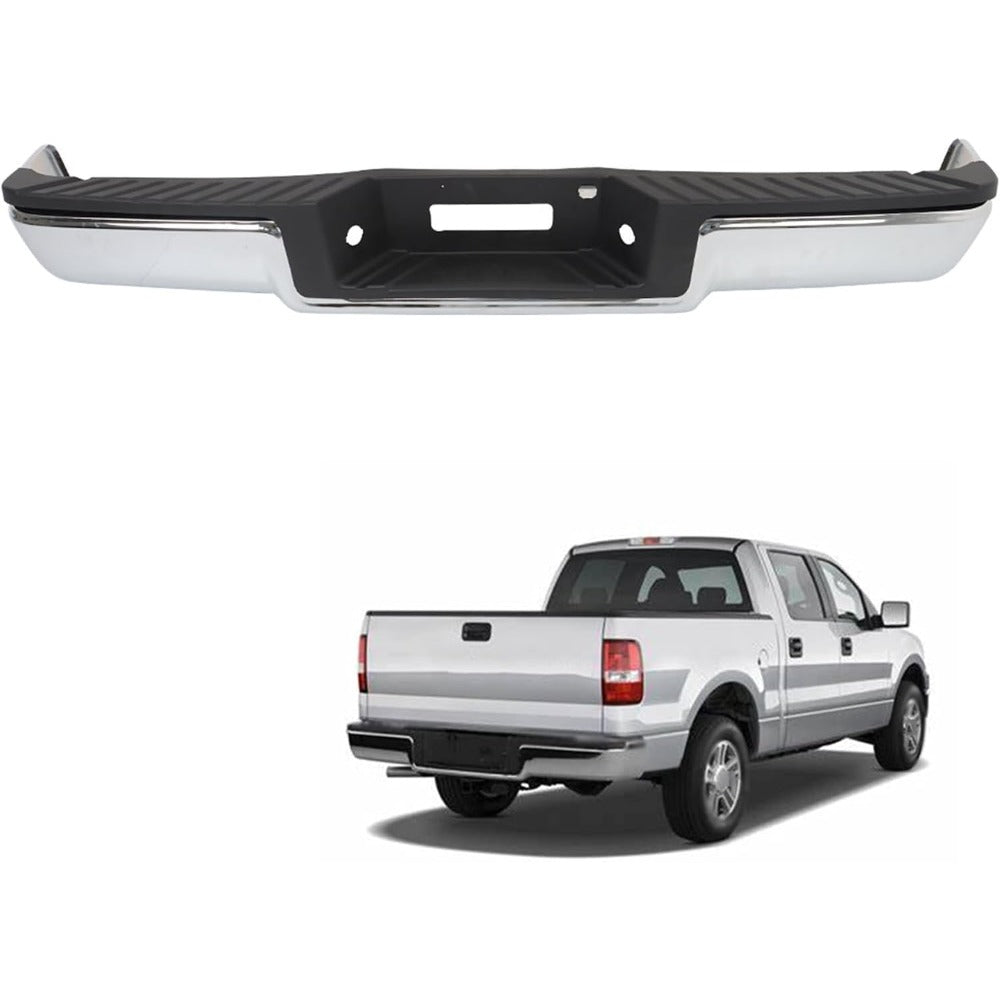Chrome Steel Rear Bumper for Ford F-150 2006-2008, without Sensor Holes, FO1103136