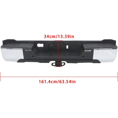 Chrome Rear Step Bumper for Toyota Tundra 2022-2024, with Sensor Holes, for Tow-Hitch Models, TO1103148