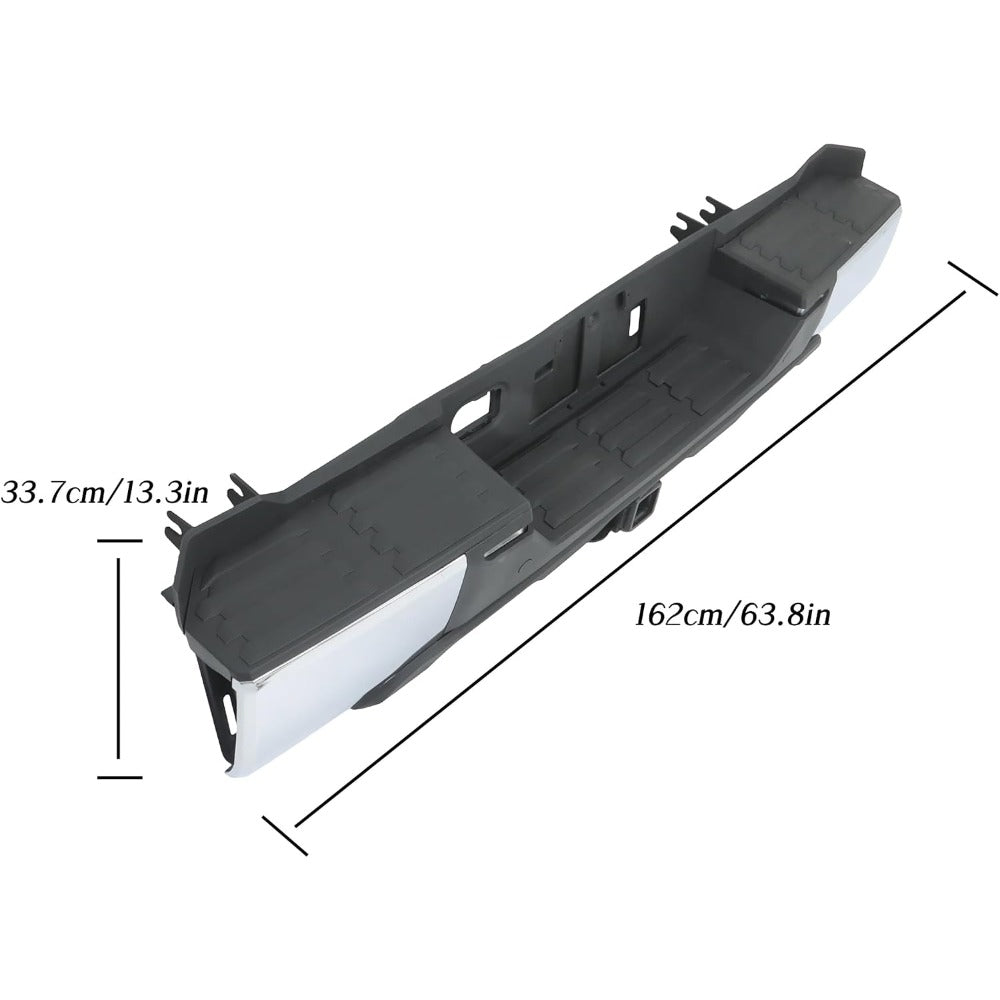 Chrome Rear Step Bumper for Toyota Tundra 2022-2024, without Sensor Holes, for Tow-Hitch Models, TO1103147