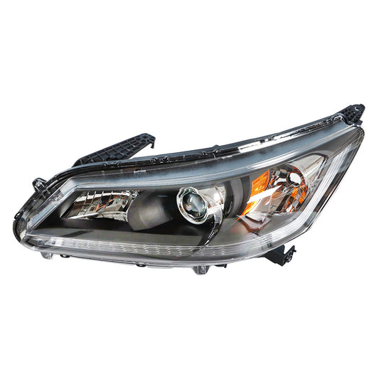 Black Housing Projector Headlight Assembly Driver Side Replacement for 2013-2015 Honda Accord 4-Door Sedan Halogen Headlight Headlamp