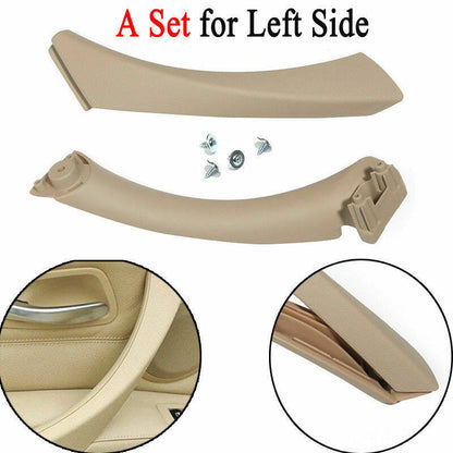 munirater Left Side Beige Inner + Outer Door Handle Pull Trim Cover with Bracket Replacement for E90 328i 51419150339