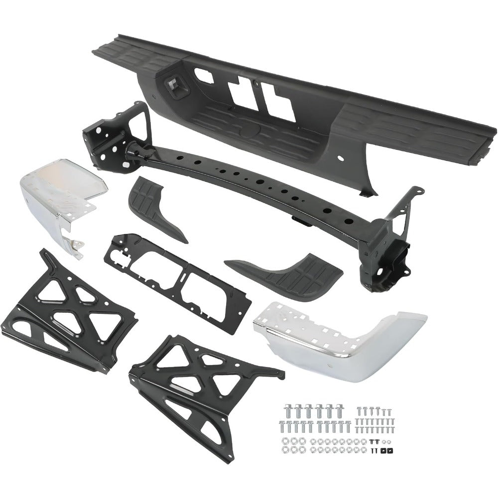 Chrome Steel Rear Step Bumper for Toyota Tundra 2014-2021, with Sensor Holes, TO1103120