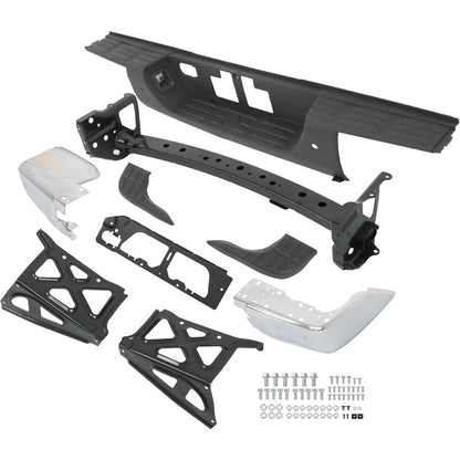 Chrome Steel Rear Step Bumper for Toyota Tundra 2014-2021, with Sensor Holes, TO1103120