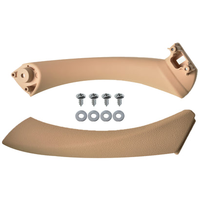 munirater Right Side Beige Inner+Outer Door Panel Handle Pull with Bracket Trim Cover Replacement for E90 328i 51417230854