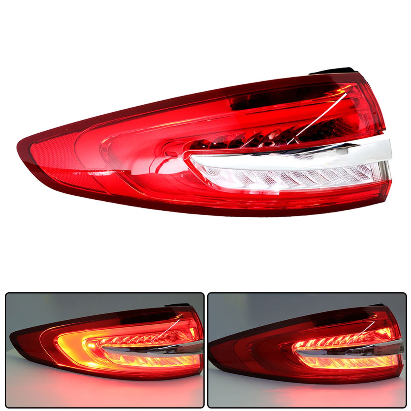 munirater Tail Light Rear Light Tail Lamp Clear Red LED Outer Driver Side Replacement for 2017-2020 Fusion