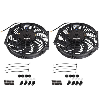 munirater 2-Pack 12in Electric Radiator Cooling Fan Assembly Kit Black 1730 Cfm Universal Cooling Fan 12v 6.6 Amp Replacement for 12-15 CR-Z Civic Infiniti G37 xB WRX Sti