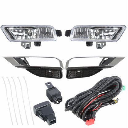 munirater 1 Pair of Clear Lens Front Bumper Driving Fog Light Lamps Assembly w/Switch Bulbs Bezel Replacement for 2015-2016 Honda CR-V CRV