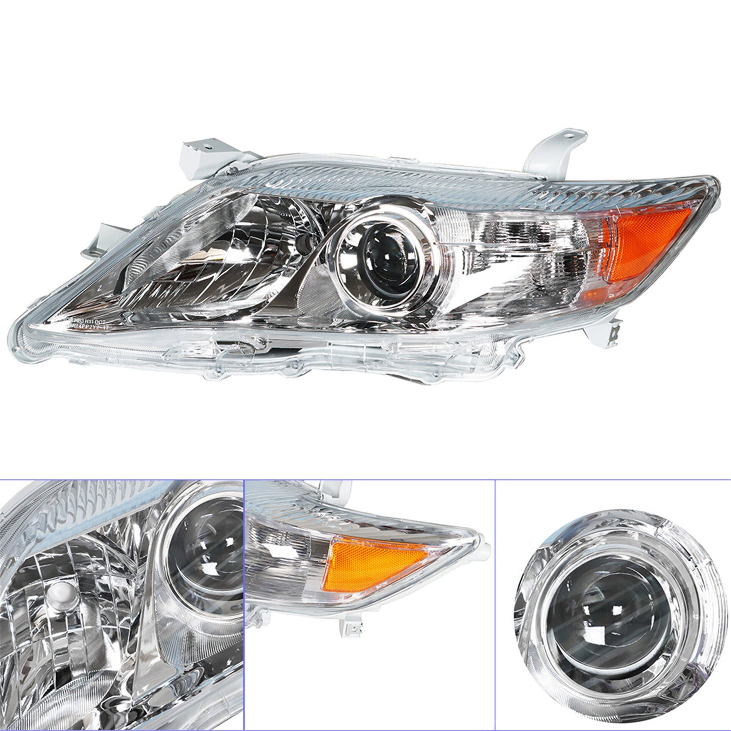 munirater 81150-06520 Left Front Chrome Projector Headlight Light Lamp Driver Side Replacement for 2010 2011 Camry 4-Door Sedan