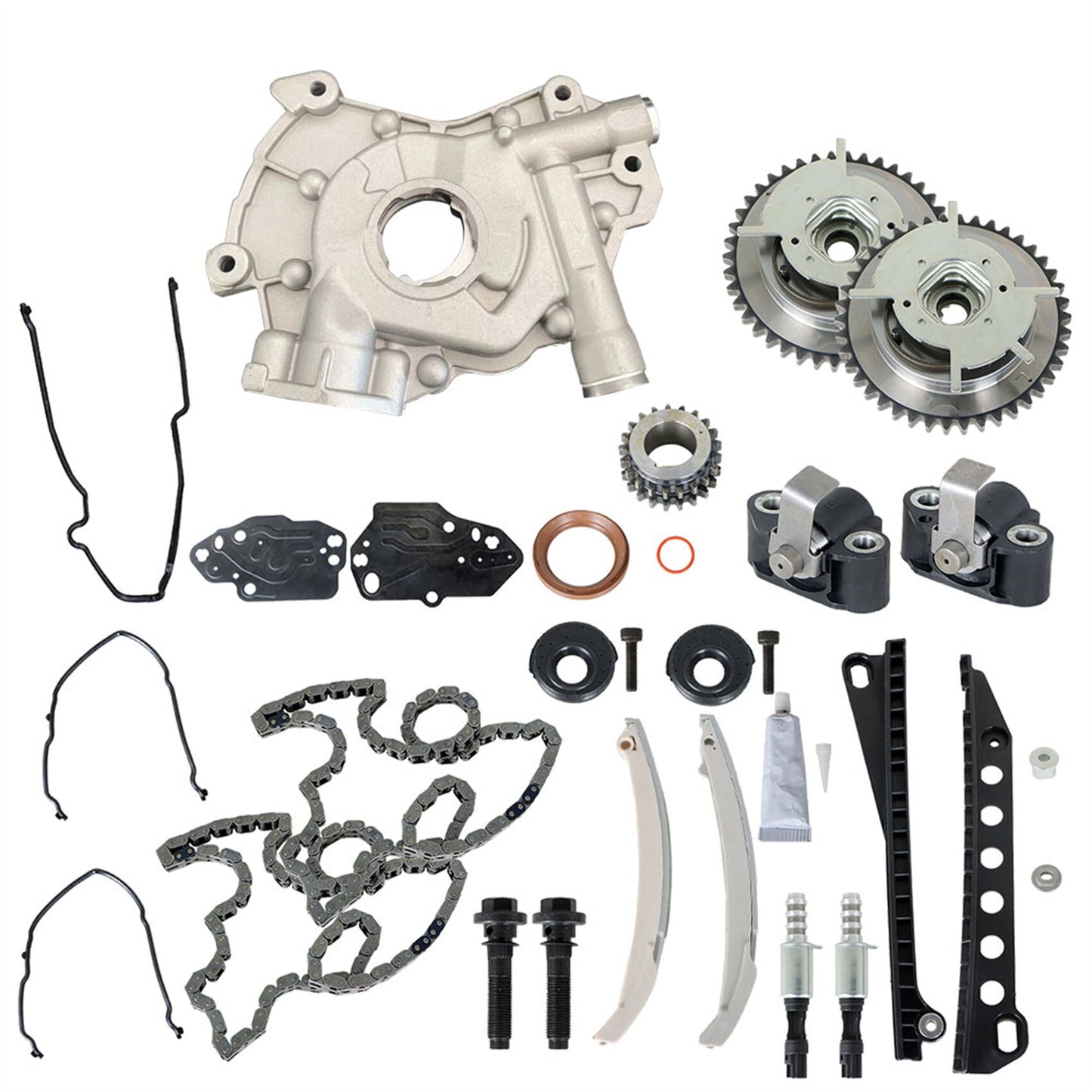 munirater Timing Chain Kit Cam Phaser Timing with Cover Seal Replacement for 2004-2010 Expedition F-150 F-250 F-350 Mark LT Base Navigator TK4173VVT