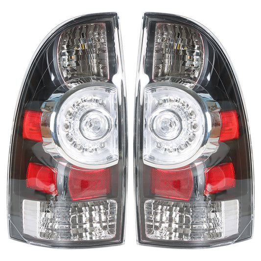 munirater Pair of Black Housing Clear Lens LED Rear Tail Light Assembly Replacement for 2005-2015 Toyota Tacoma 8155004150 8155004160