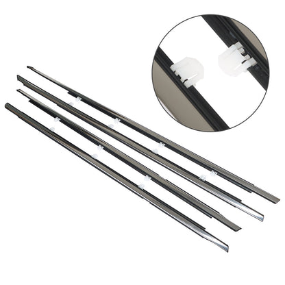 Chrome Window Weatherstrip Molding Kit for 2008-2012 Honda Accord Sedan, 4-Piece